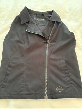 NWOT Harley-Davidson Women's Black Asymmetrical Zip Bomber Vest 2XL